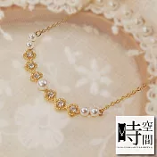 『時空間』典雅微笑珍珠鑲鑽造型(14Kgpゴールド)項鍊 -單一款式
