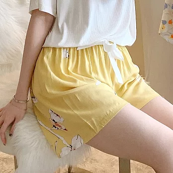【AnZa】冰爽凍感棉綢休閒短褲 (多色) FREE 17.黃色木槿