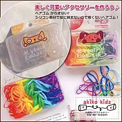 【akiko kids】可愛繽紛色系一次性兒童髮圈橡皮筋-附贈收納盒  -透明彩色