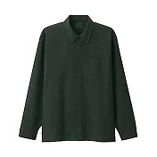 [MUJI無印良品]有機棉水洗牛津布方型剪裁襯衫S~M 深綠
