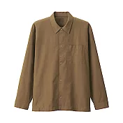 [MUJI無印良品]有機棉水洗牛津布方型剪裁襯衫S~M 棕色