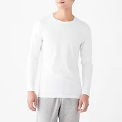 [MUJI無印良品]男有機棉保暖圓領長袖T恤 S 白色