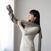 [MUJI無印良品]女有機棉保暖U領八分袖T恤 S 淺米