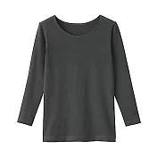 [MUJI無印良品]女有機棉保暖九分袖T恤 S 深灰