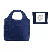 【日本Pinecreate】折疊收納肩背手提兩用附口袋耐重環保袋 · 藍