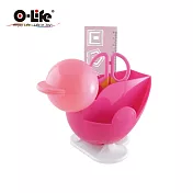 【O-Life】鴨子造型置物收納盒(造型筆筒 學童文具收納 桌面整理) 粉紅色