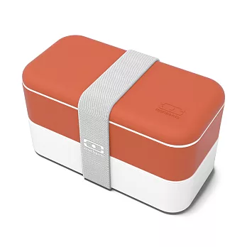 Monbento / 雙層餐盒- 磚紅橘/白