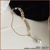 『坂井．亞希子』日系麥穗葉子珍珠造型垂墜手鍊  -單一款式