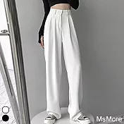【MsMore】寬鬆直筒顯瘦西裝拖地寬褲#110286- XL 白