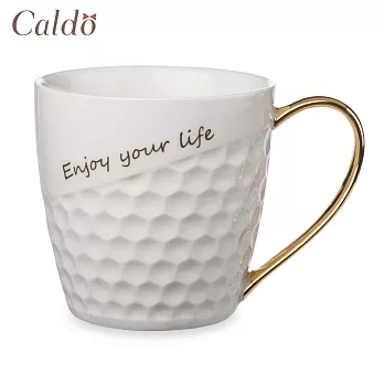 【Caldo卡朵生活】溫暖小語立體蜂紋金把馬克杯 350ML 享受生活