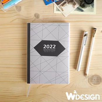 [W2Design] 規劃控2022上下翻時效週記A5手帳  (鴿白-幾何)