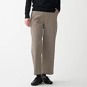 [MUJI無印良品]女有機棉混縱橫彈性綾織舒適寬擺褲 S 灰棕