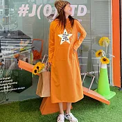 【MsMore】韓國東大門星星印花長袖棉T洋裝#110218- 2XL 橘