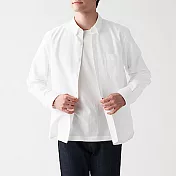 [MUJI無印良品]男有機棉水洗牛津布扣領襯衫 XS 白色
