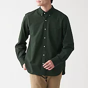 [MUJI無印良品]男有機棉水洗牛津布扣領襯衫 XS 深綠