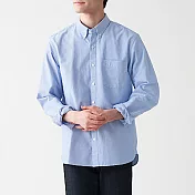 [MUJI無印良品]男有機棉水洗牛津布扣領襯衫 M 淡藍