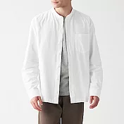[MUJI無印良品]男有機棉水洗牛津布立領襯衫 M 白色