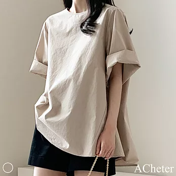 【ACheter】日系慵懶寬鬆型簡約時尚上衣#110524- F 卡其
