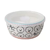 【日本SHINACASA】陶瓷附蓋保鮮微波碗500ml 比熊犬