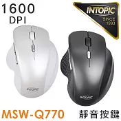 INTOPIC 廣鼎 2.4GHz飛碟無線靜音滑鼠(MSW-Q770) 鐵灰