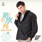 GIAT台灣製UPF50+防曬防潑水風衣外套(男女適穿) M 基本黑