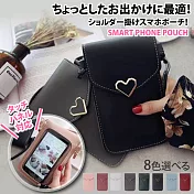 【Sayaka紗彌佳】日系甜美愛心造型透明可觸控側背手機包  -黑色