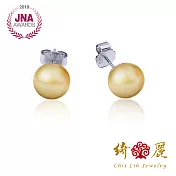 【綺麗珠寶】淡水珍珠鈕扣耳針 8-8.5mm (9020) 銀色