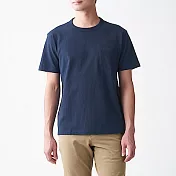 [MUJI無印良品]男有機棉粗織天竺附口袋短袖T恤 S 暗藍
