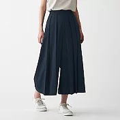 [MUJI無印良品]女聚酯纖維速乾彈性日式和服寬擺褲 M 深藍