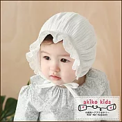 【akiko kids】甜心公主布蕾絲繡花蝴蝶結寶寶宮廷帽  -白色