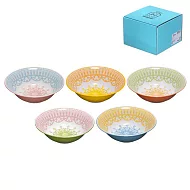 SANGO 米奇 繽紛彩色 陶瓷餐碗310ml 五入禮盒組
