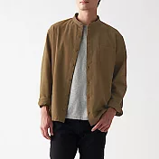[MUJI無印良品]男有機棉法蘭絨立領襯衫 XS 棕色