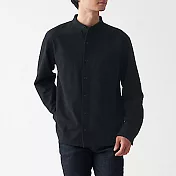 [MUJI無印良品]男有機棉法蘭絨立領襯衫 XS 黑色