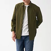[MUJI無印良品]男有機棉法蘭絨襯衫 XS 卡其綠
