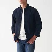 [MUJI無印良品]男有機棉法蘭絨襯衫 XL 深藍