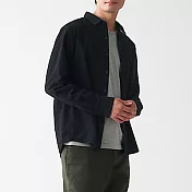 [MUJI無印良品]男有機棉法蘭絨襯衫 XS 黑色
