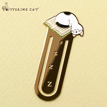 【Pottering Cat】讀書貓咪黃銅書籤夾． 打盹