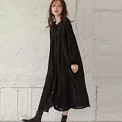 【ACheter】日本原單寬鬆棉質長款襯衫外套#110665- F 黑