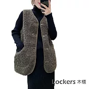 【Lockers 木櫃】羊毛中長款外搭背心外套-3色  L11010042 FREE 灰色