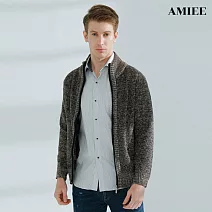 【AMIEE】羊毛素色立領針織毛衣外套(KDC-M9137) XL 咖啡