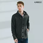 【AMIEE】羊毛雙排扣立領針織毛衣外套(KDC-0026) M 深灰