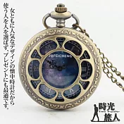 【時光旅人】浪漫星空鏤空太陽花造型復古翻蓋懷錶附長鍊 -單一款式