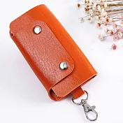 AmaZing 鑰匙有個家-多彩實用頭層牛皮鑰匙包(9色任選) _橘色