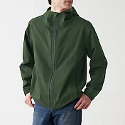 [MUJI無印良品]男透氣撥水加工聚酯纖維附防水膠條連帽外套 XL 深綠