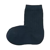 [MUJI無印良品]兒童棉混腳跟特殊編織寬螺紋直角襪 15~19cm 深藍
