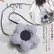 【Sayaka紗彌佳】日系甜美雙面立體花朵斜背肩背二用空氣包  -灰色