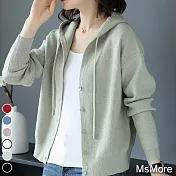 【MsMore】名媛慵懶風針織連帽外套#111034- F 綠