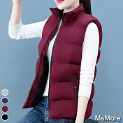 【MsMore】韓版羽絨棉顯瘦百搭背心外套#111084- M 紅