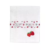 【日本KOJI】可愛圖案刺繡蚊帳生地萬用布巾 · 草莓