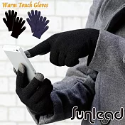 Sunlead 螢幕觸控保暖防寒輕量細針織手套 (藍黑色)